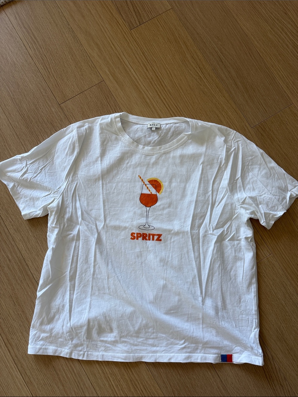 KULE White 'Spritz' Graphic Short Sleeve Tee with Orange Print